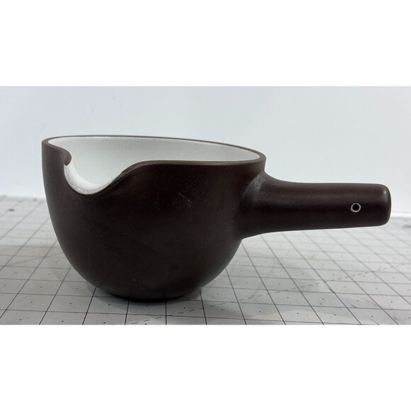 Heath Stoneware Spouted Batter Pouring Bowl w/Handle Chocolate Brown USA 6" USA - Picture 2 of 9